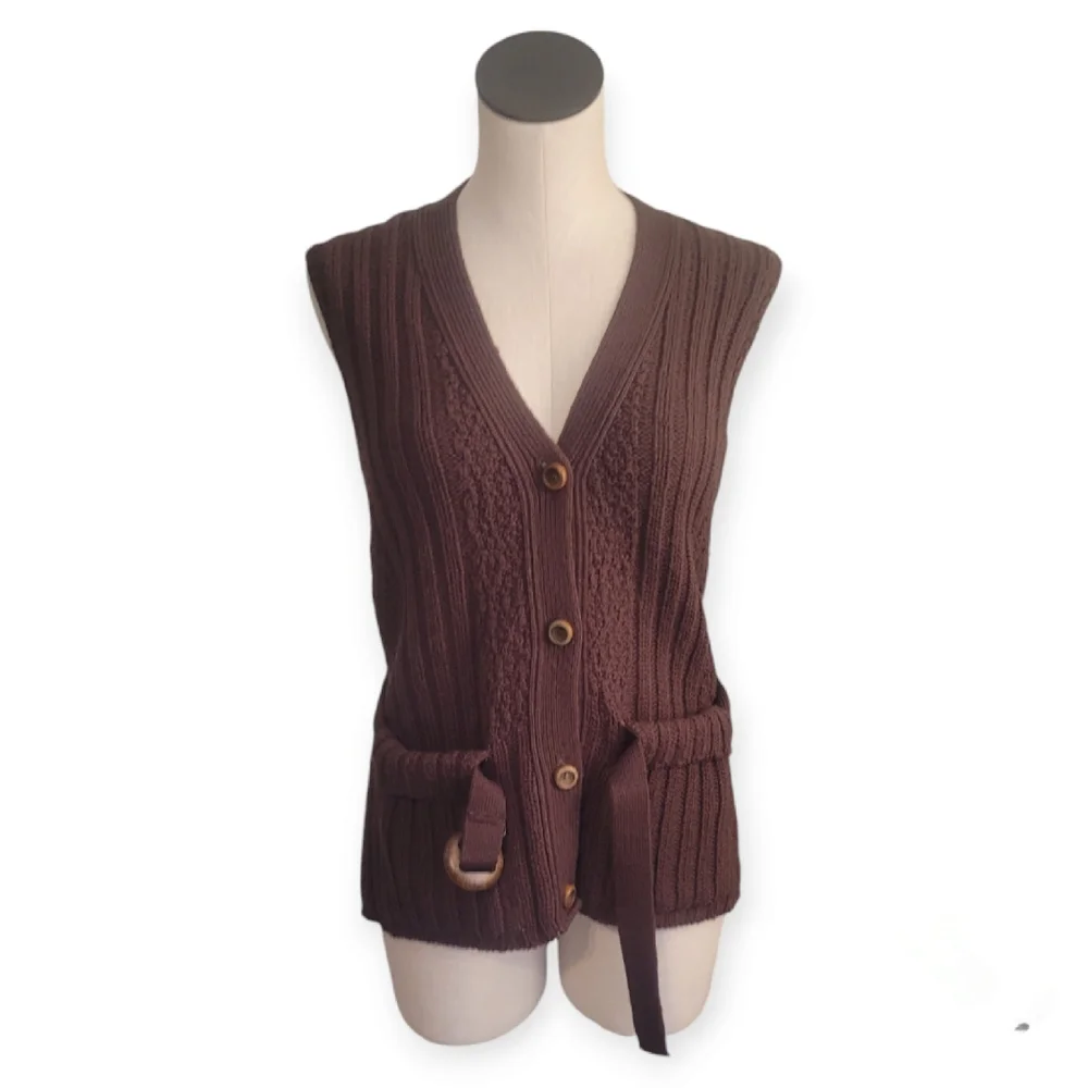 Vintage 70s Sleeves Button-down Sweater